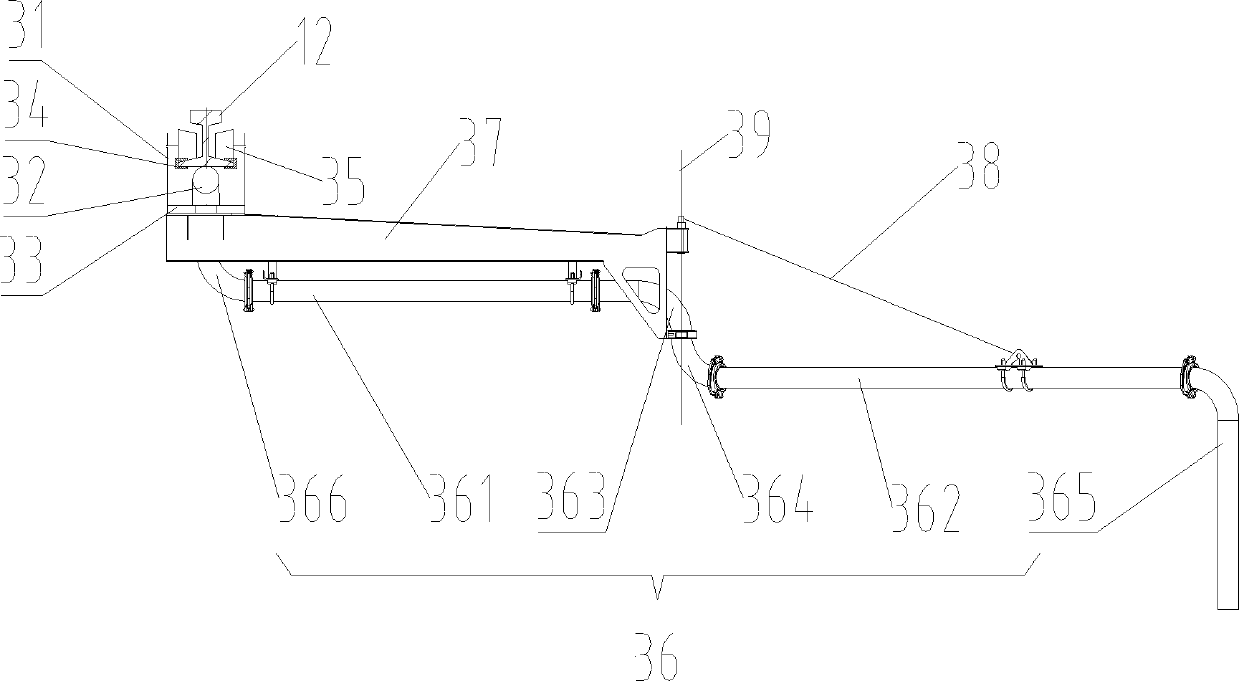 Concrete pouring device and concrete distributing device thereof