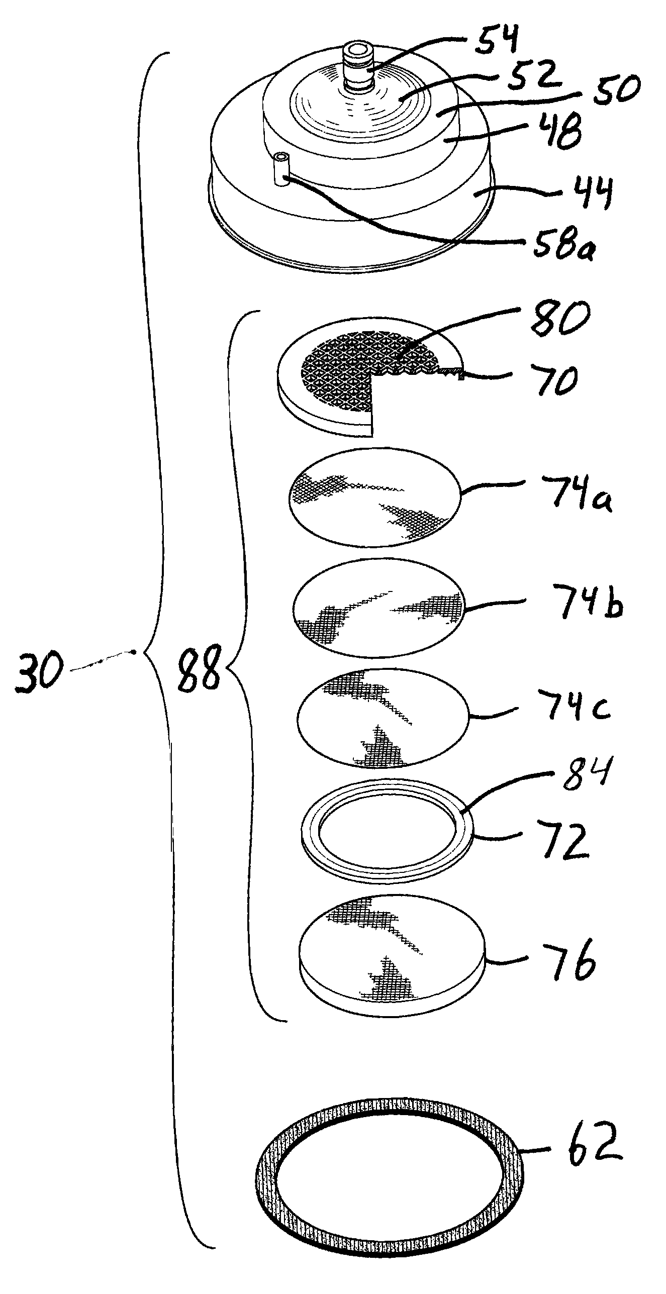 Cap with filter and transfer apparatus