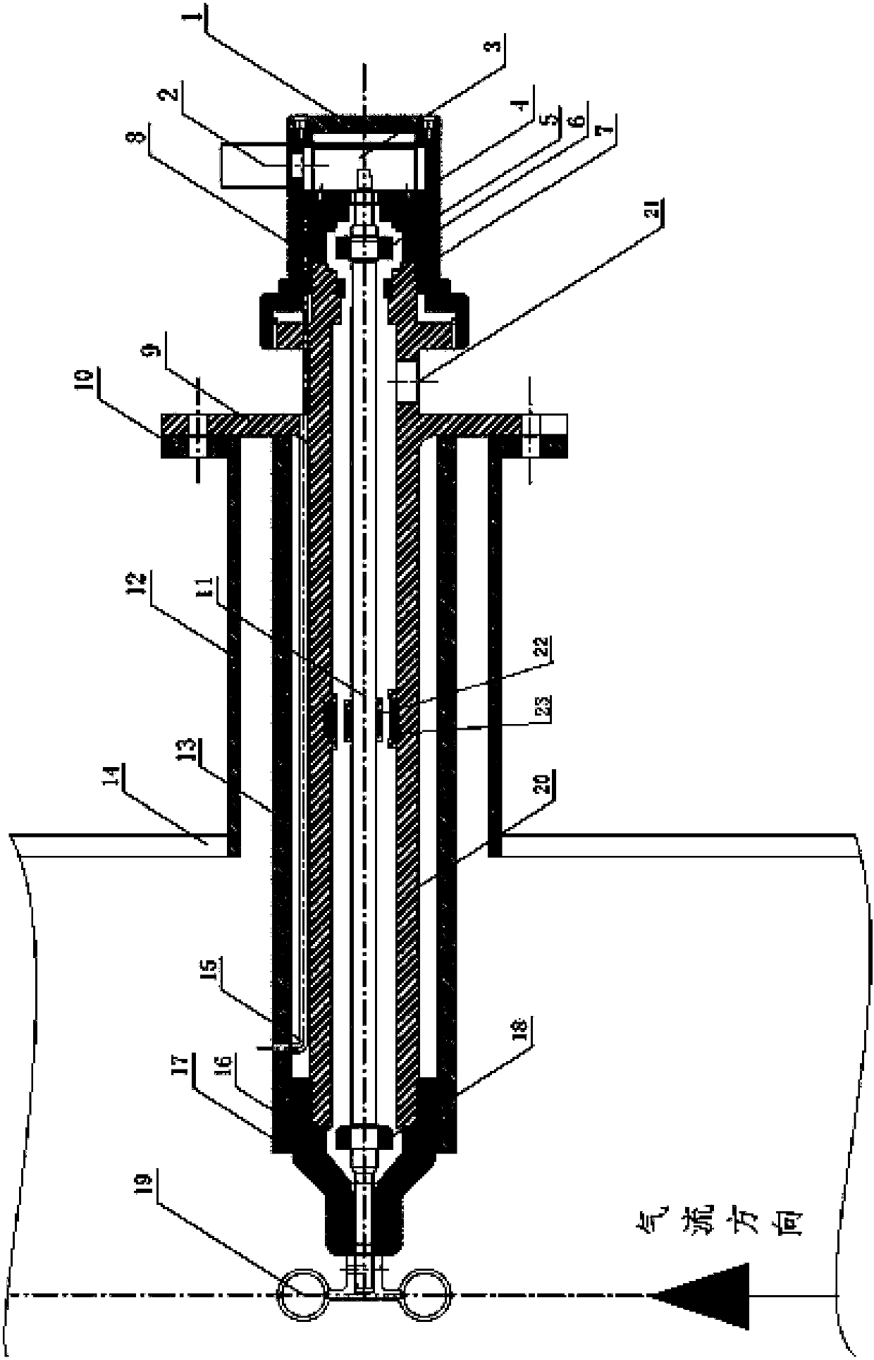 A device for measuring air flow in a pipeline