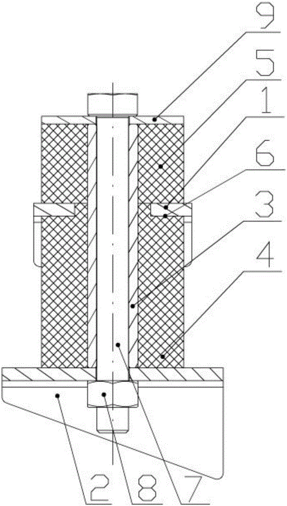 Rubber damping rubber gasket combined structure of engine suspension