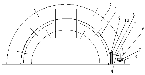 Gap measuring device for thermal state tyre of cement rotary kiln, and application method for gap measuring device