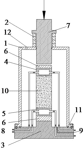 Uniaxial creep testing device and method for frozen earth with temperature gradient