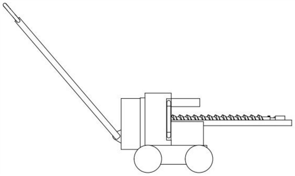 A drilling device for blasting and a segmented blasting method for one-time forming of an inclined chute