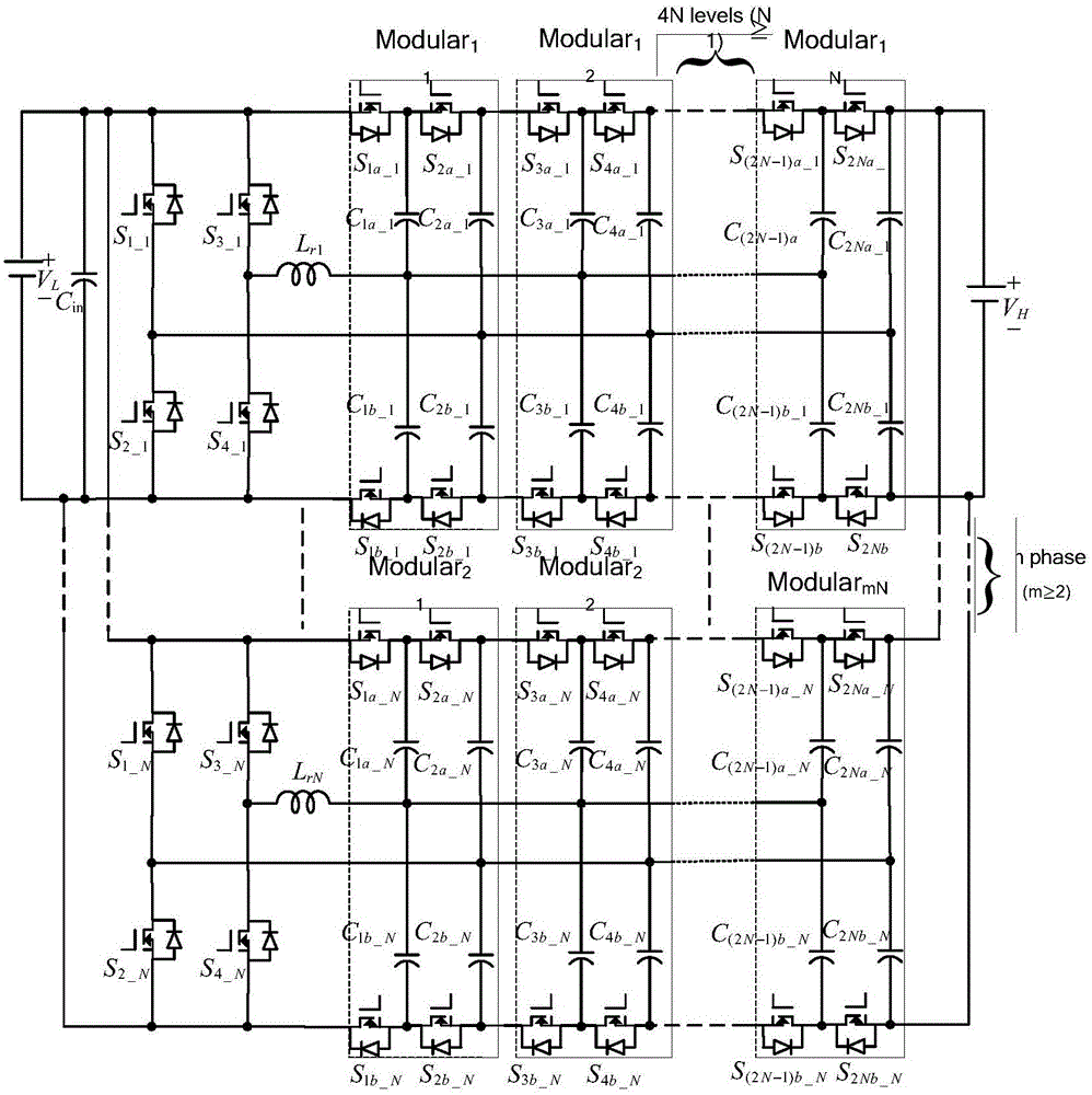 A Multiphase Resonant Bridge Modular Multilevel Switched Capacitor Converter