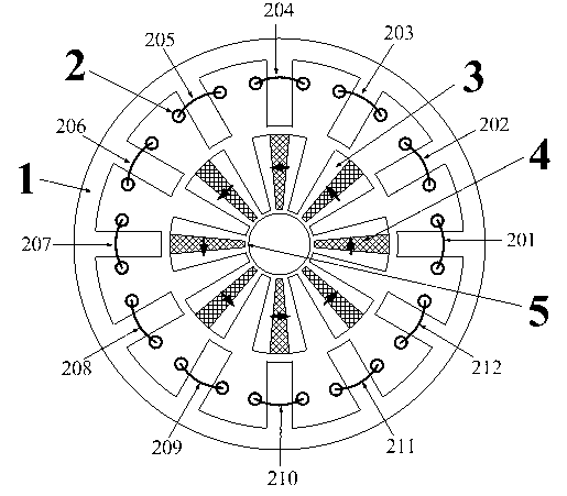 Rotor-permanent-magnetic type doubly-salient motor