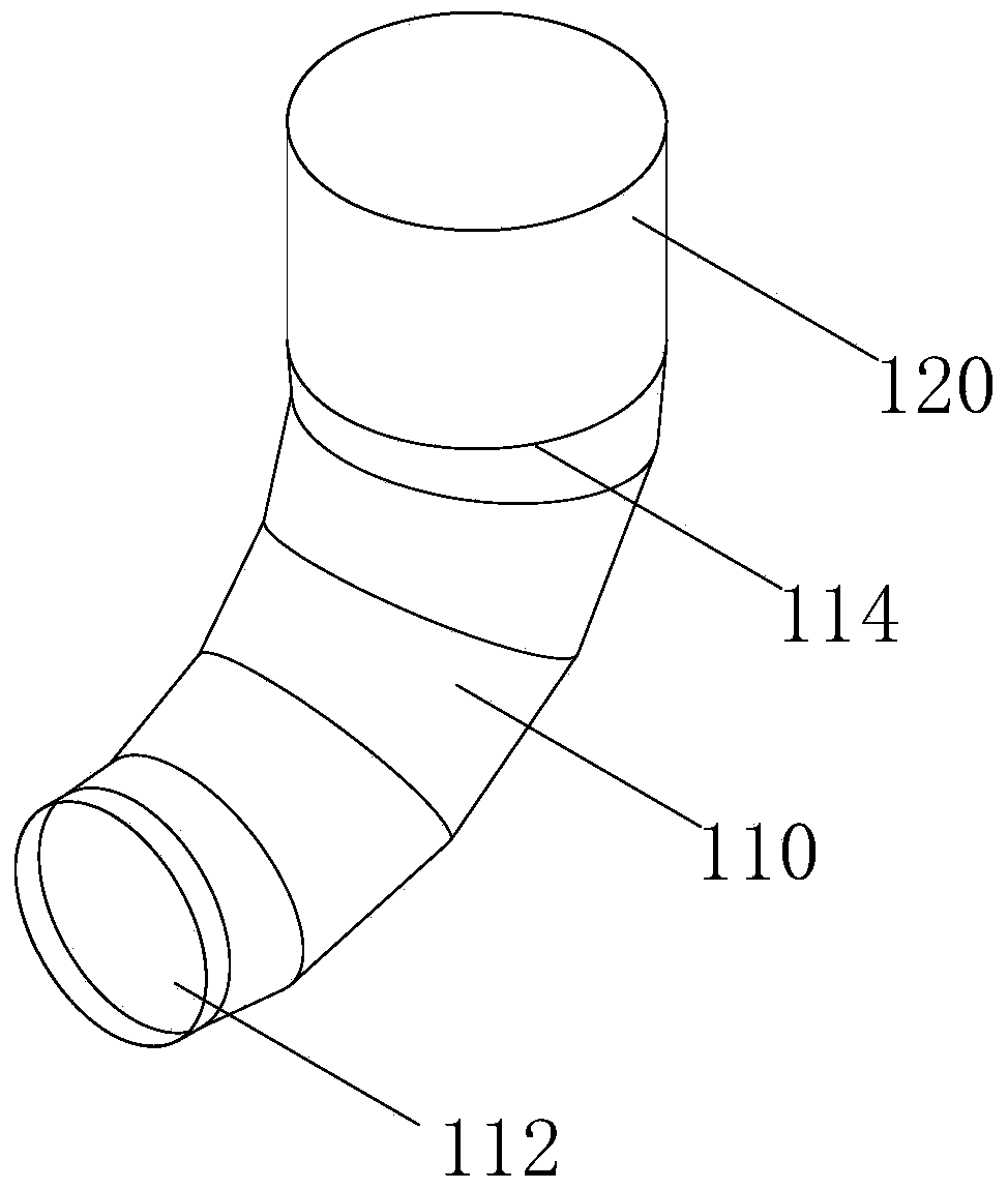 Smoke duct device and reducing elbow thereof
