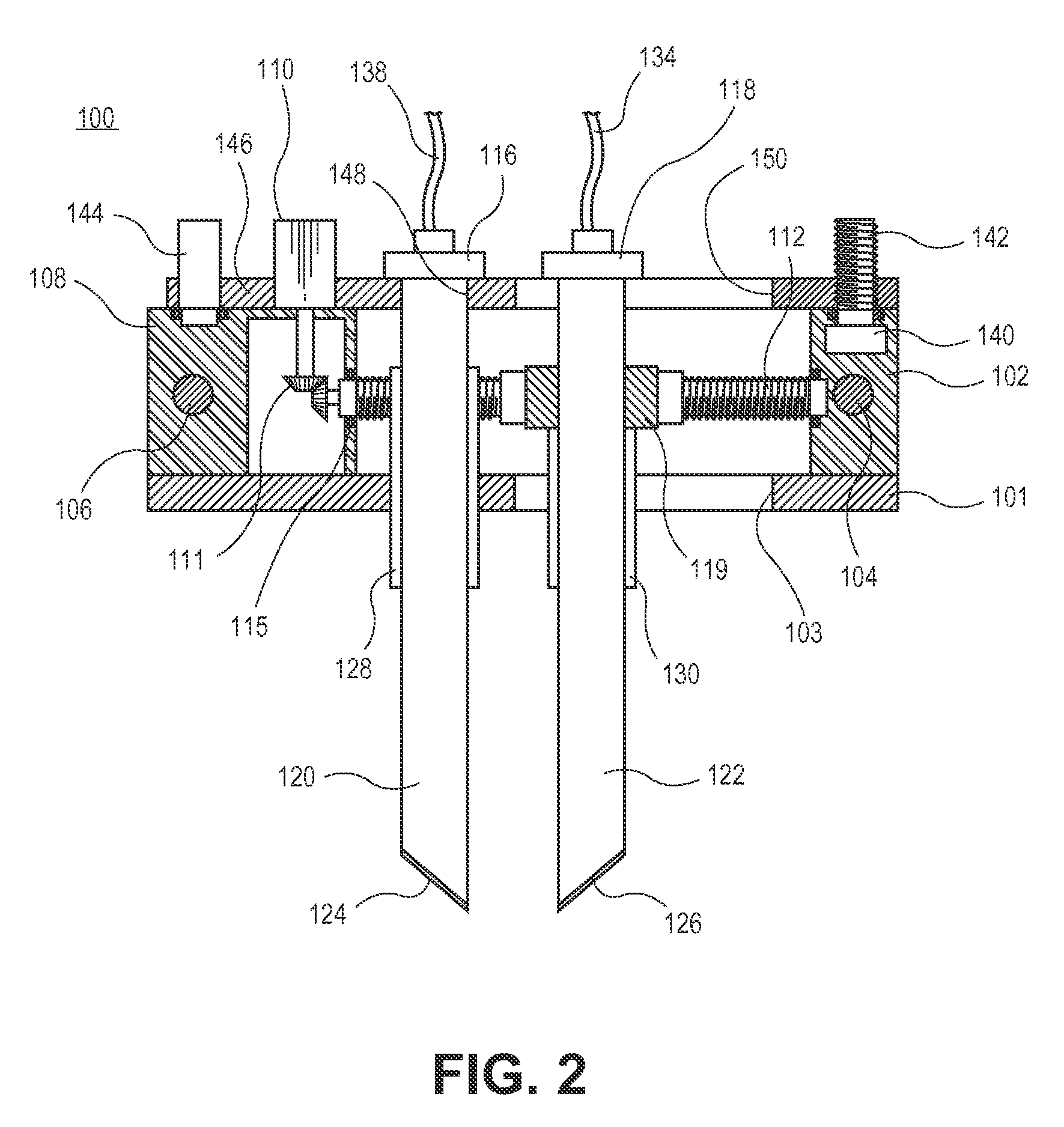 Device for on-site measurement of concentration of uranium in high temperature molten salts