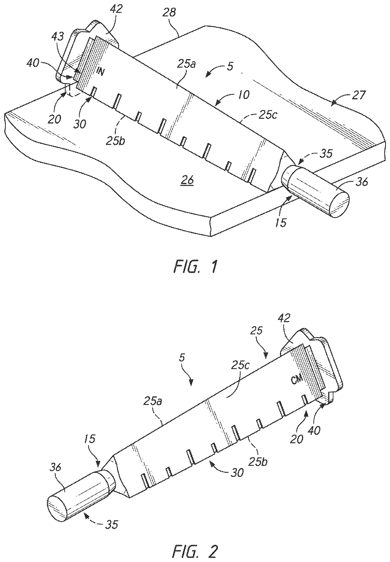 Writing utensil with scale having a reference guide