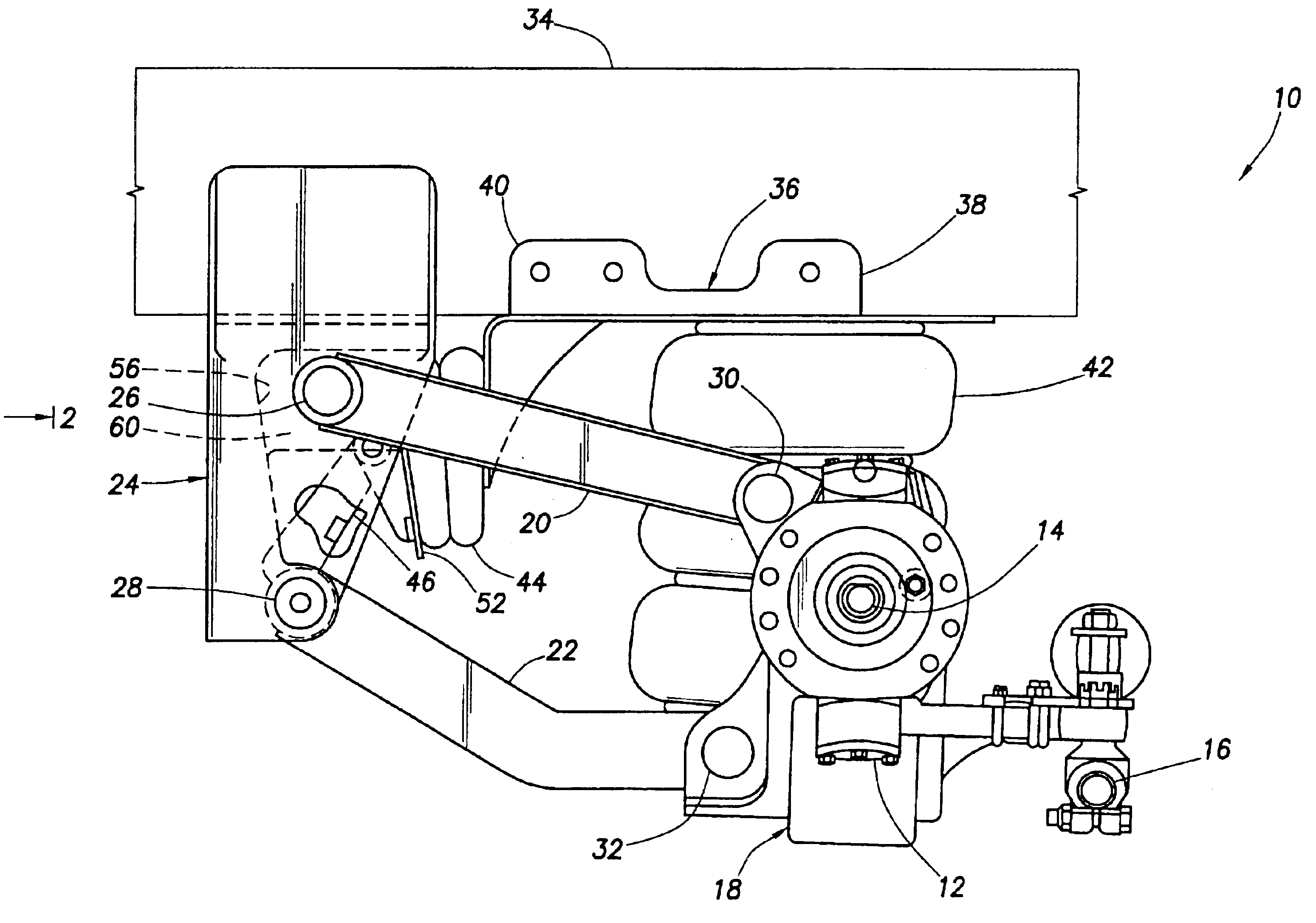 Lift axle suspension system