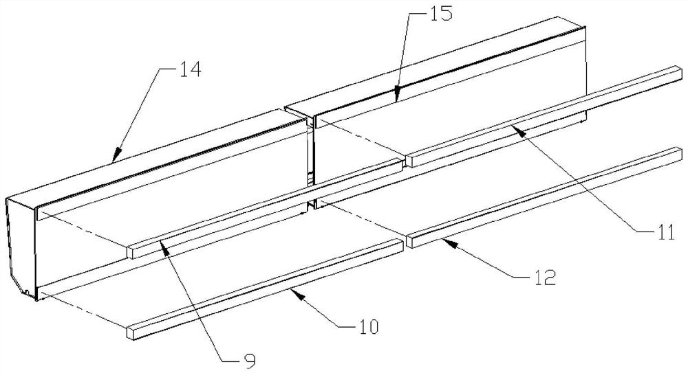 Connecting beam used for AGV stretching and retracting and having deformation adapting capacity