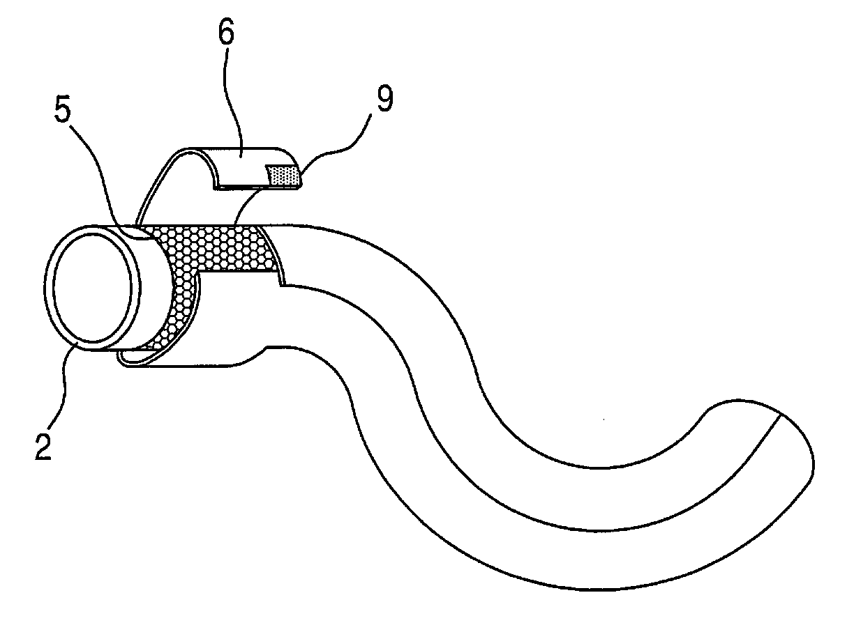 Flexible hose for high pressures and temperatures including a charge-air hose and a cooling-water hose