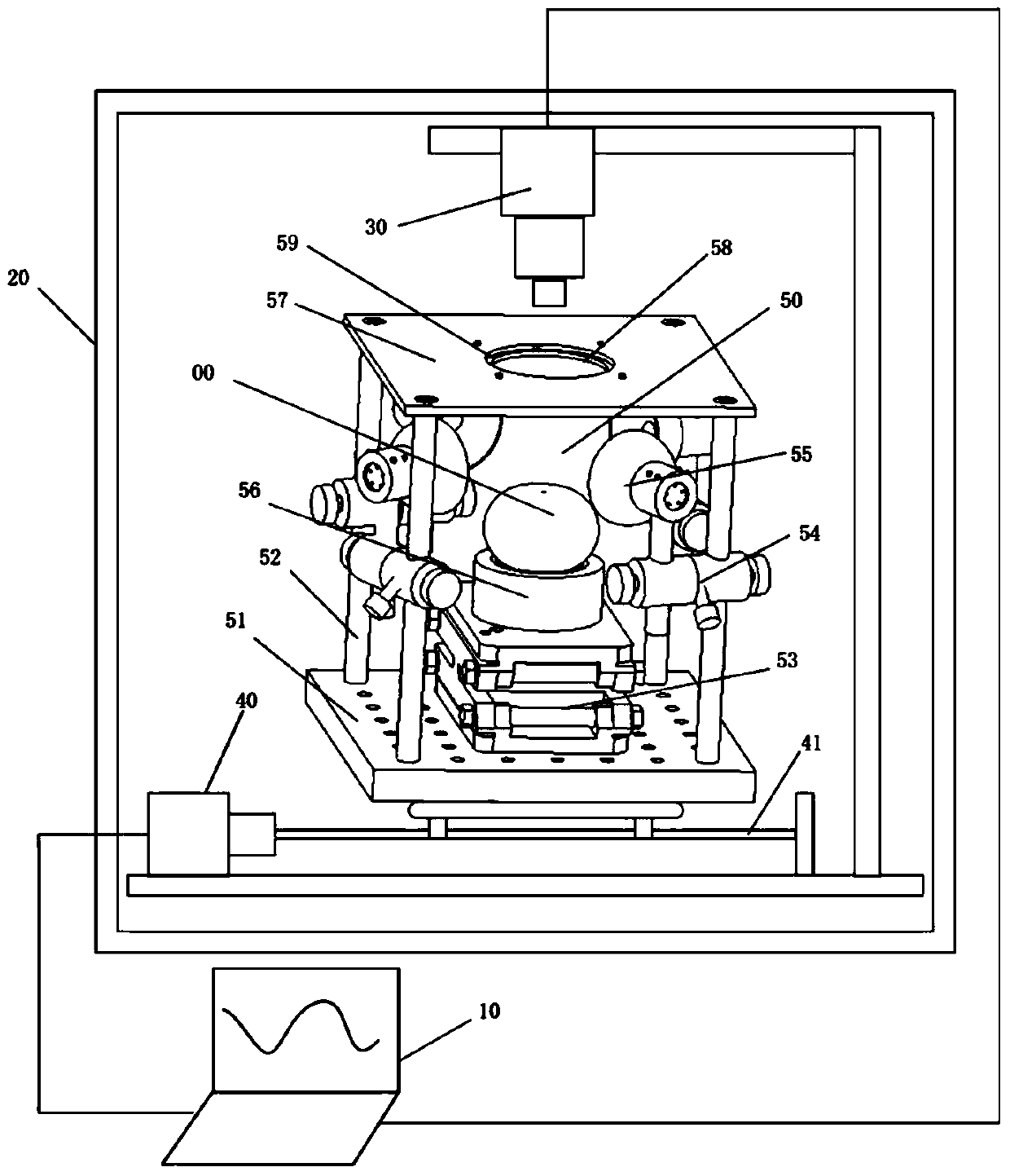 Spherical fruit transmission hyperspectral imaging non-destructive testing device