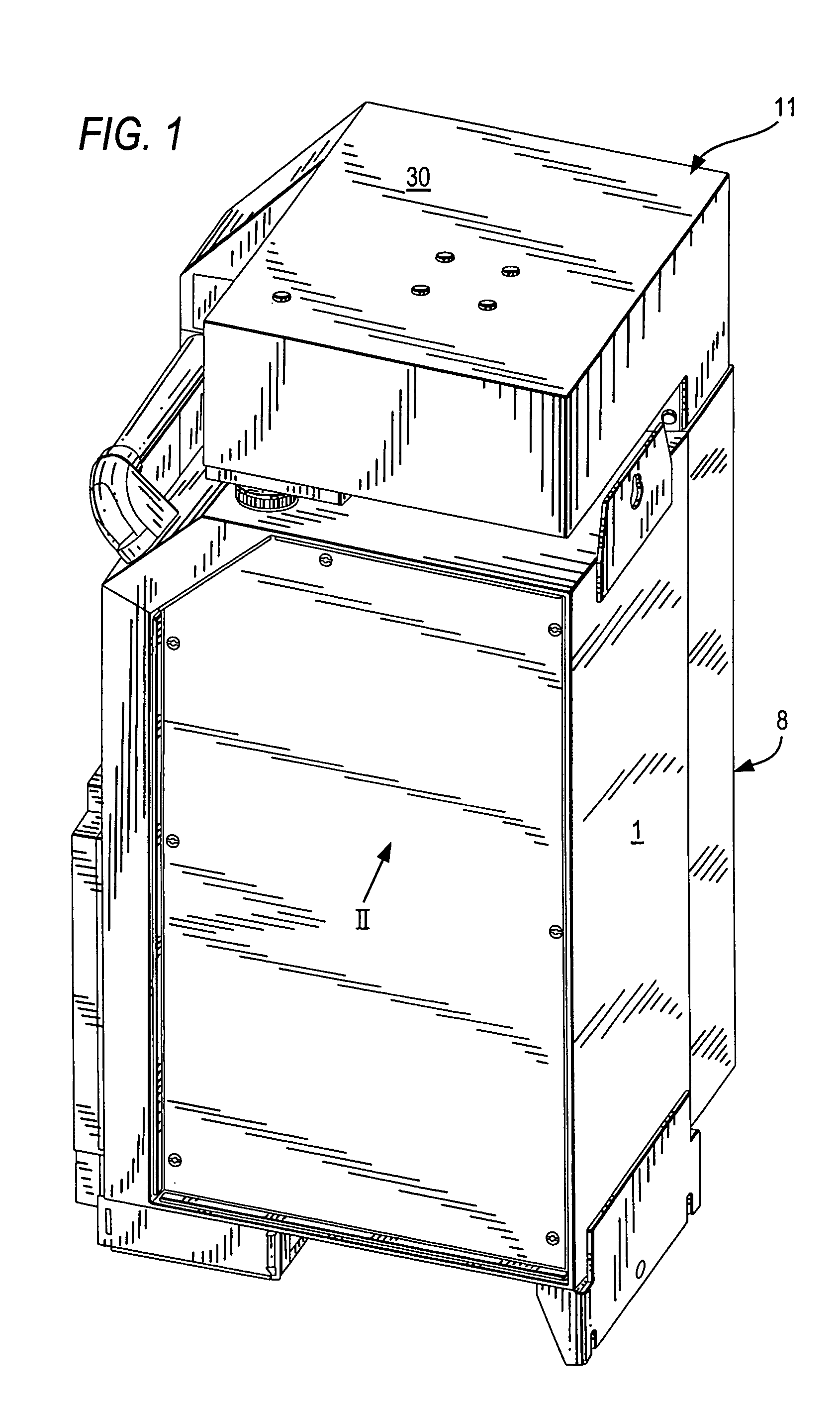 Housing with active external cooling and at least one electronic component with heat-dissipating capacity