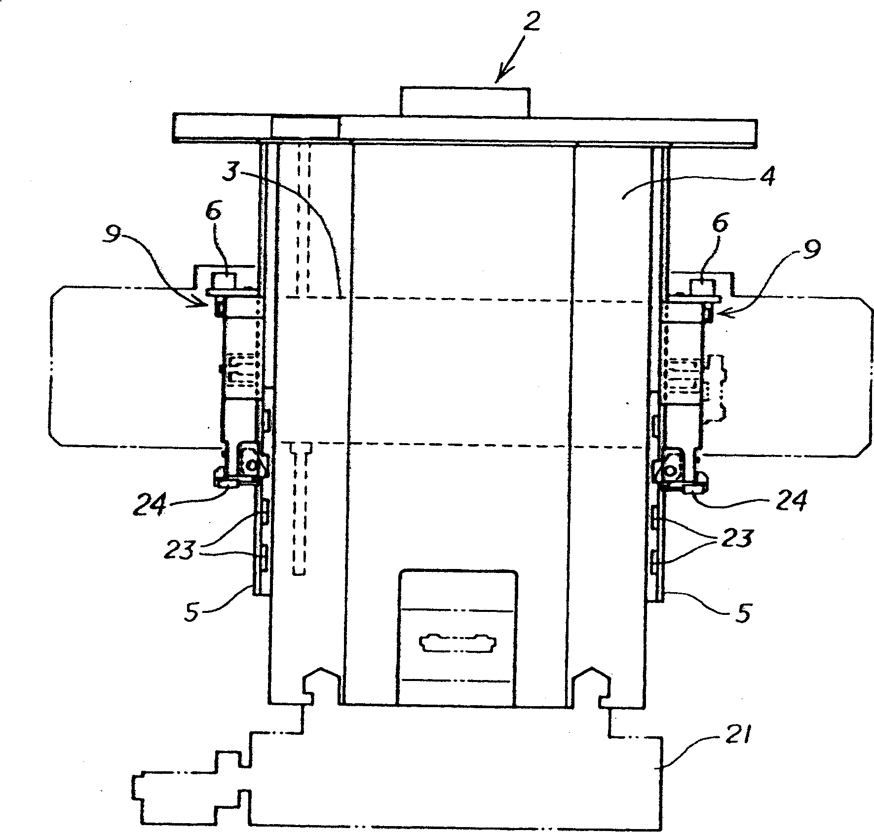 Positioning device for cross rail in processing machine