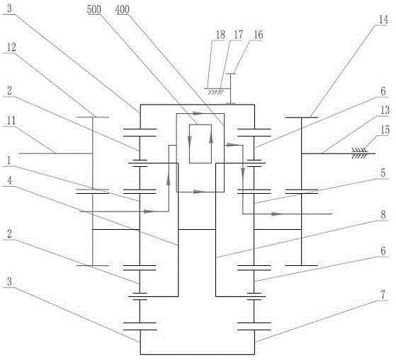 Double planetary gear train type stepless automatic transmission mechanism