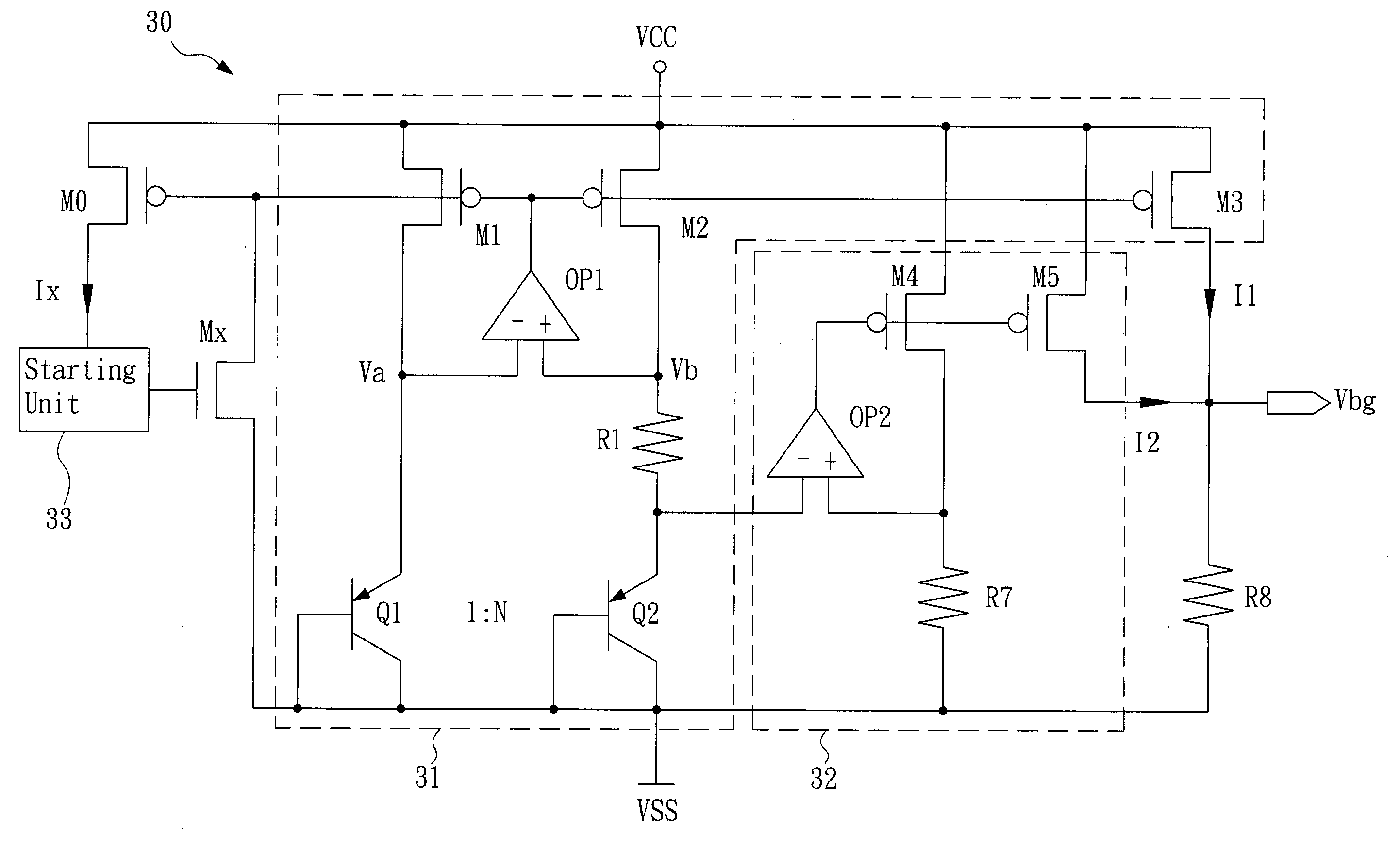 Fast start-up low-voltage bandgap voltage reference circuit