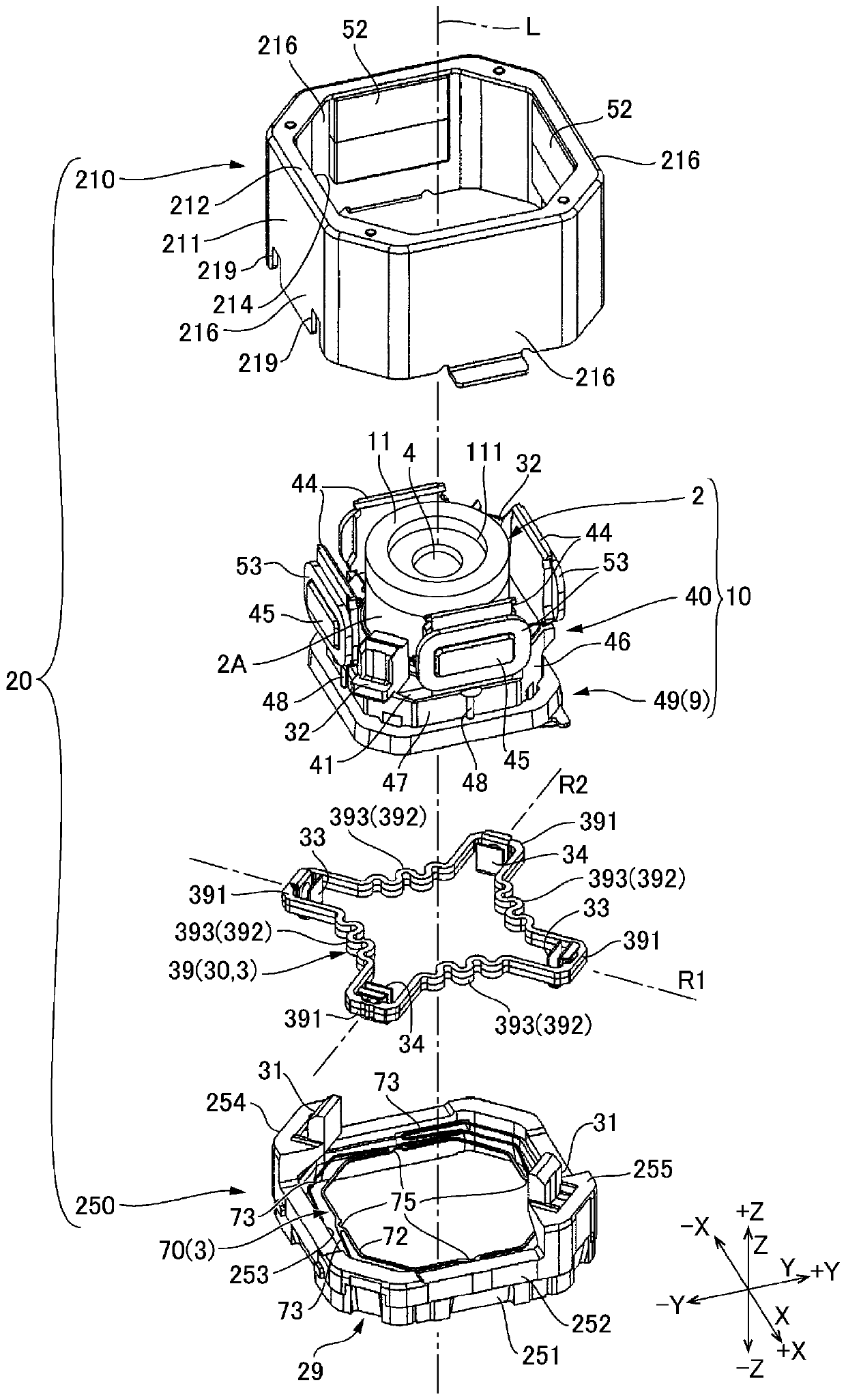 Optical unit with shake correction function and method of manufacturing the same