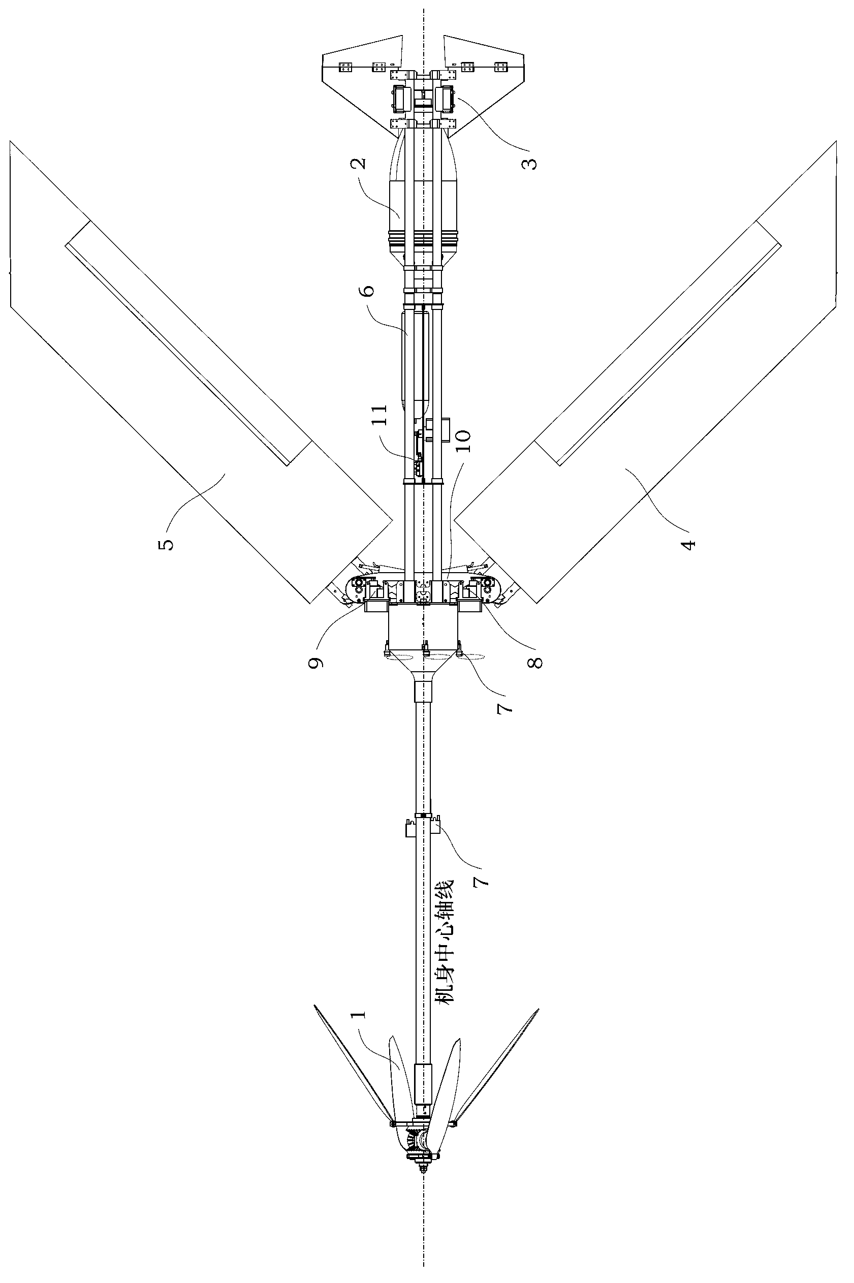 Pneumatic folding apparatus of variable-wing sweepback angle suitable for aeronaval unmanned aerial vehicle