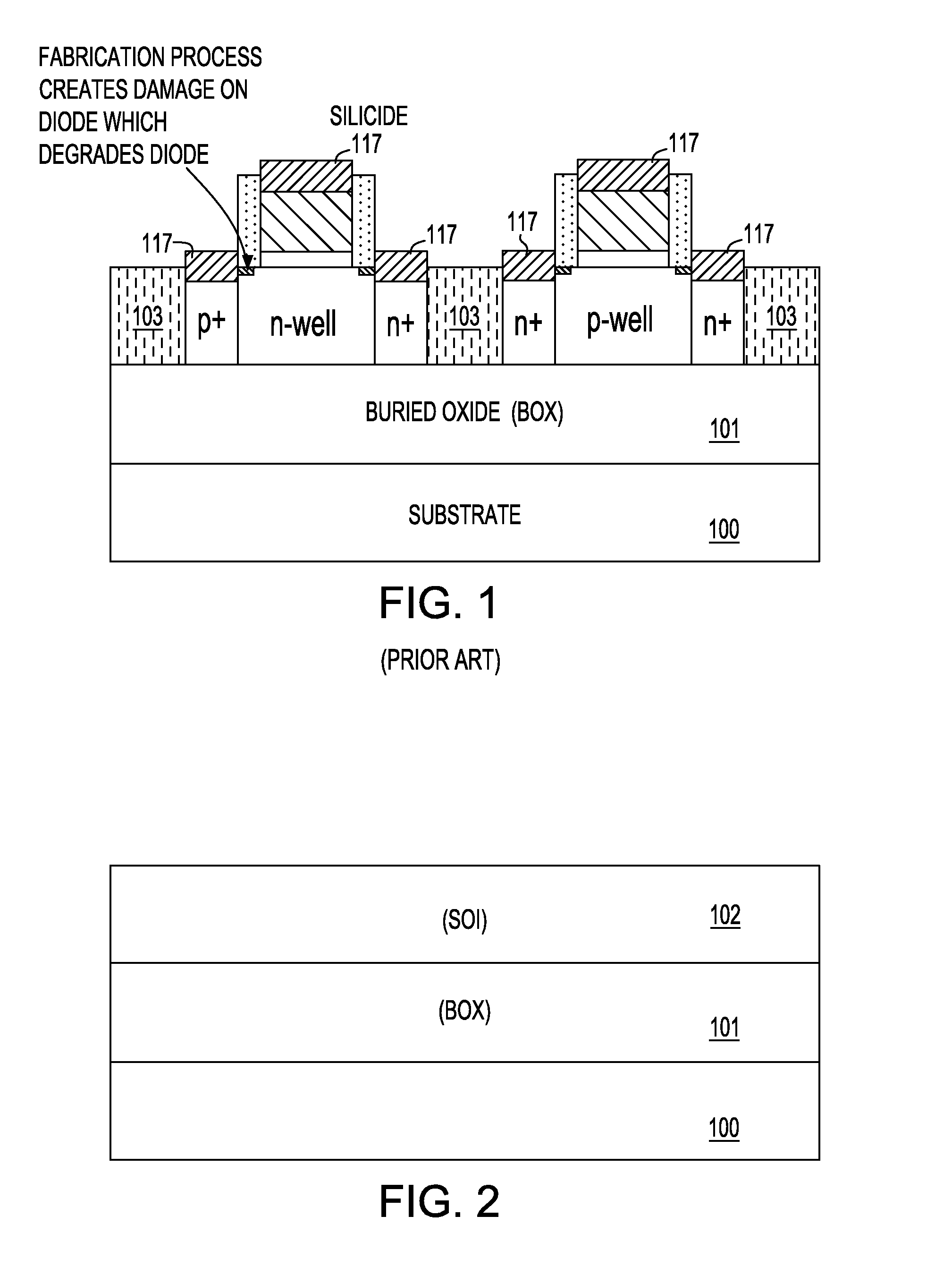 Gated diode structure for eliminating rie damage from cap removal