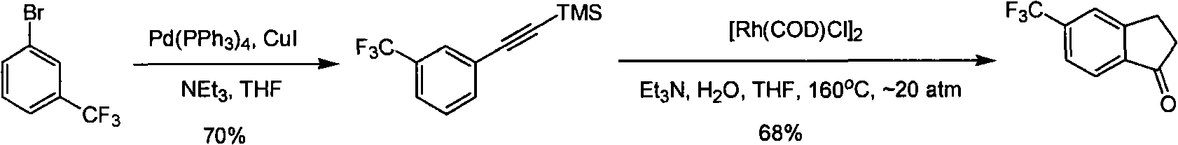 Process for synthesizing 5-trifluoromethyl-1-indene ketone