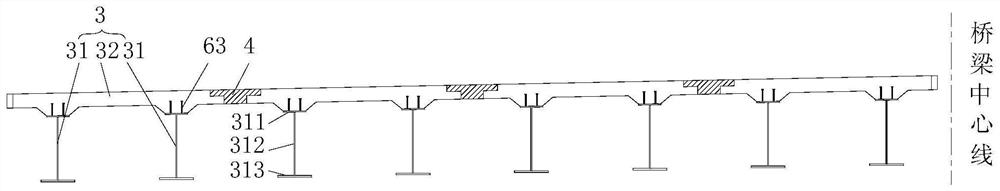 Integral prefabricated steel plate composite beam structure and construction method