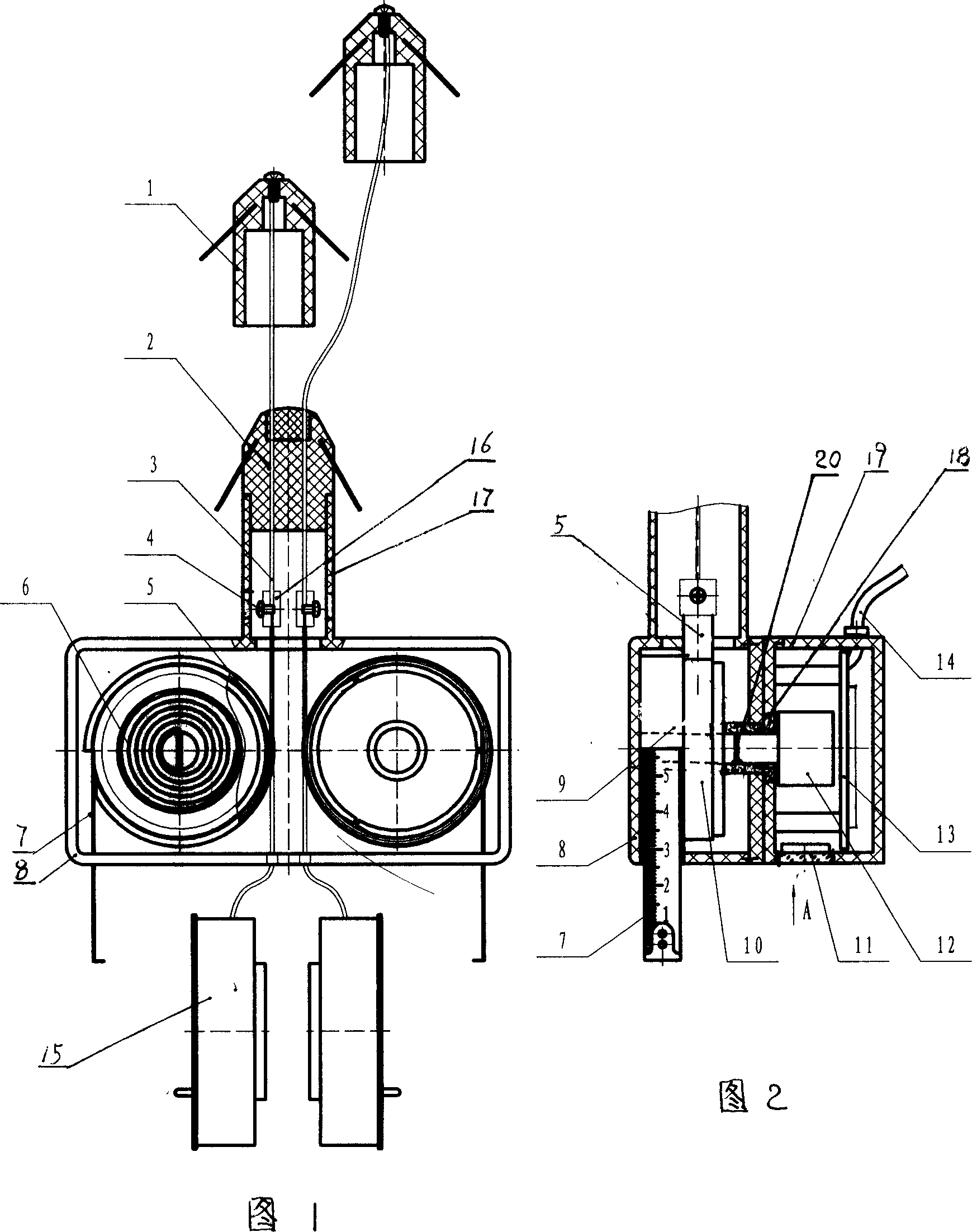 Surrounding rock, bed separation monitor with multiple azimuths and double functions