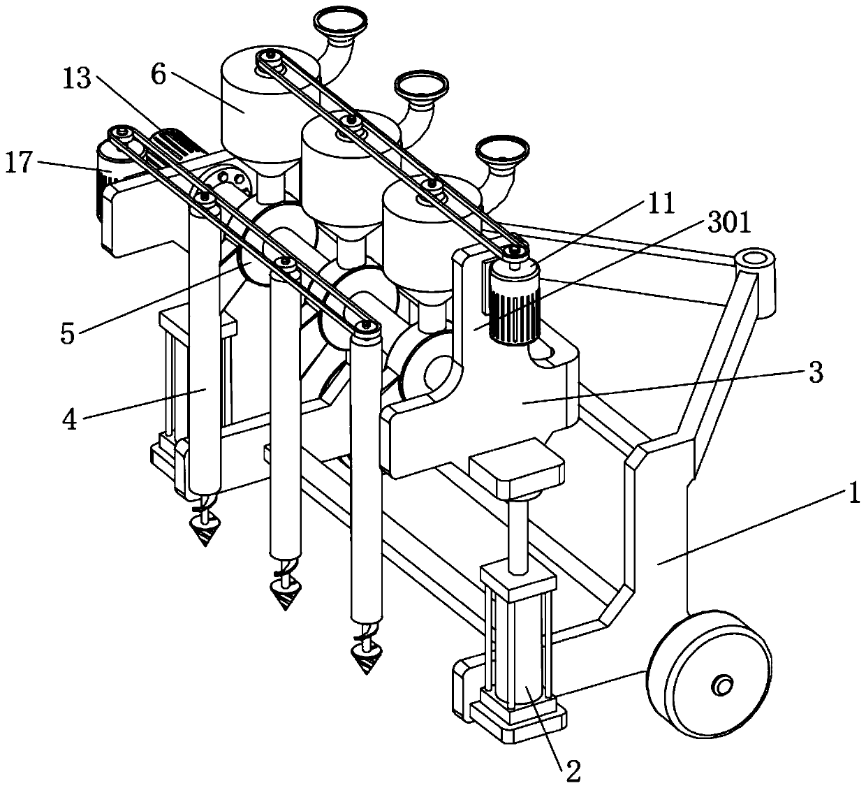 Agricultural mechanical device for quantitative fertilization