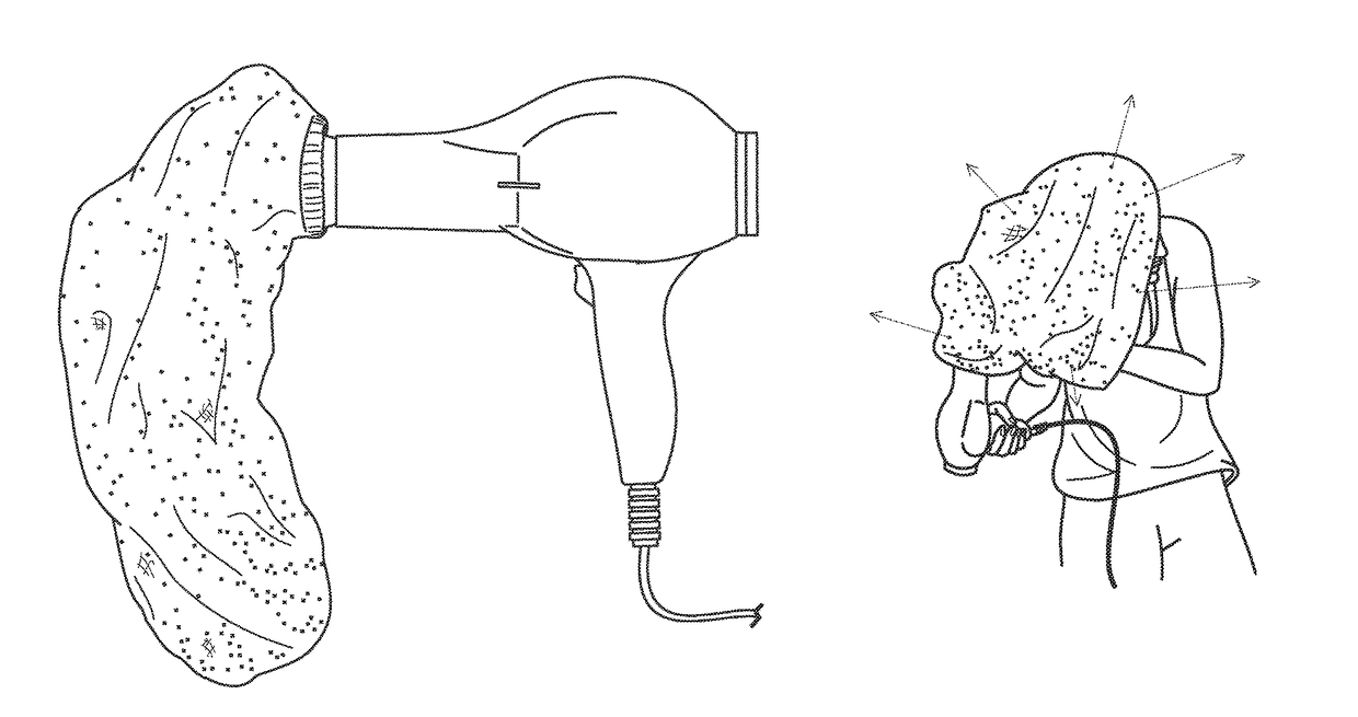 Device for improving performance of hair dryer and related method of use