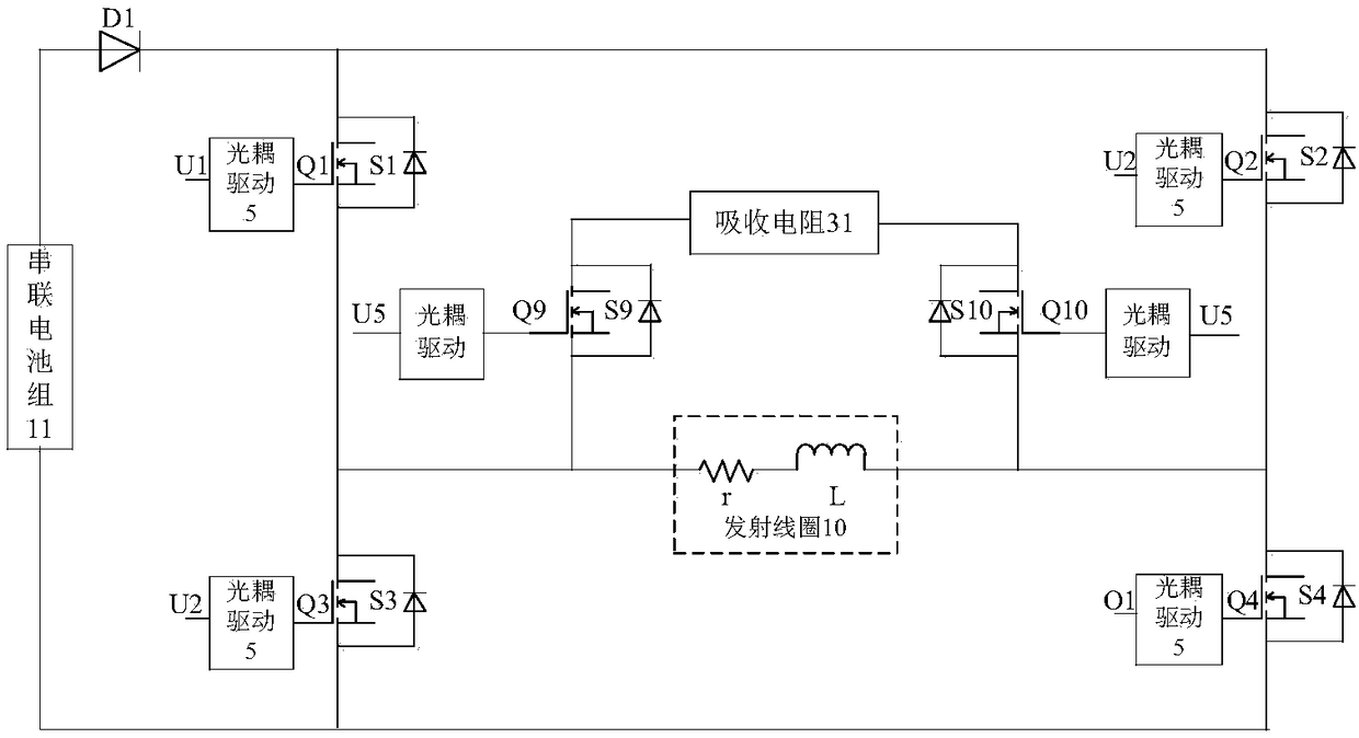 Dual trapezoidal wave transmitting system with controllable falling edge and control method