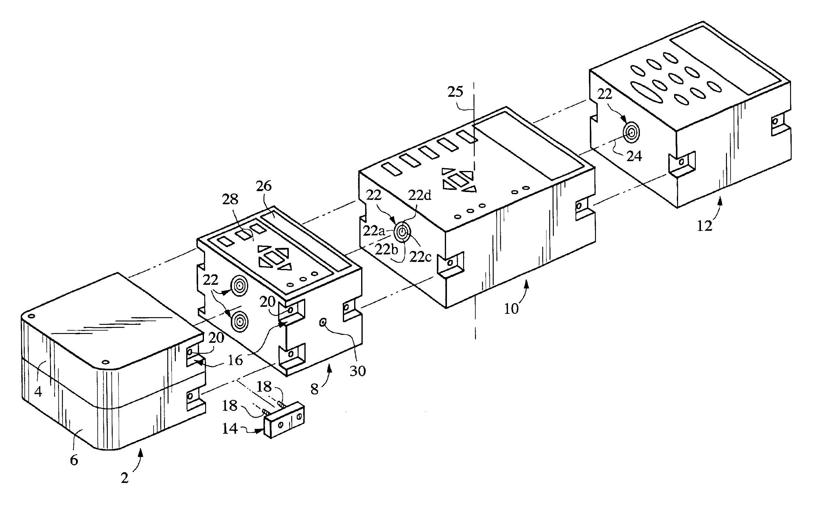 Portable modular electronic system with symmetrical connections