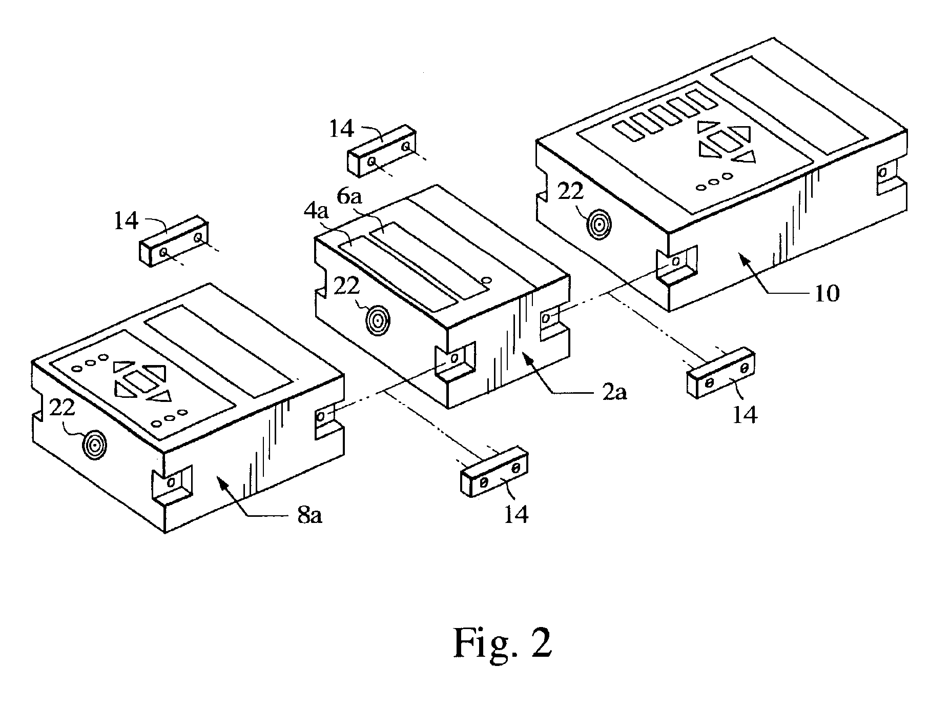 Portable modular electronic system with symmetrical connections