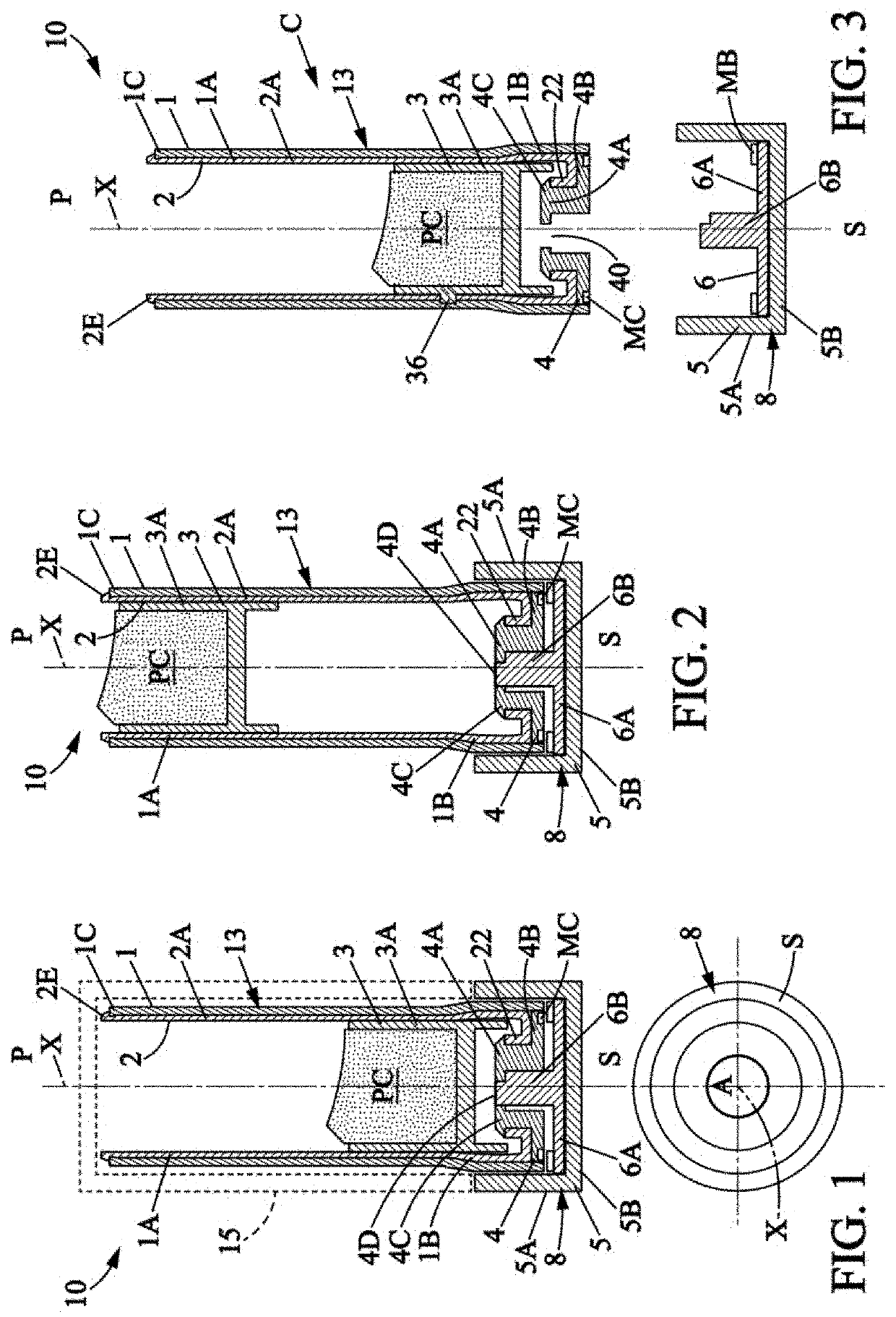 Cosmetic product dispensing device, comprising a base and a cartridge designed to be detachably intercoupled