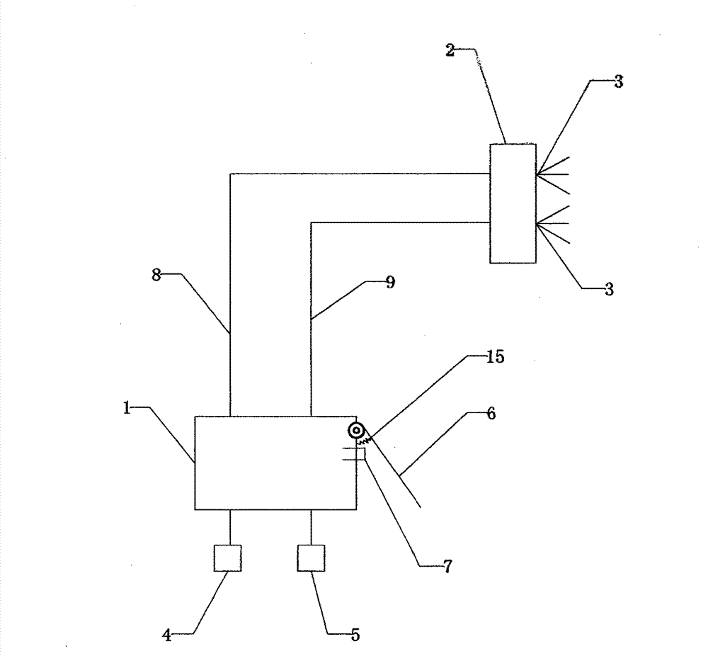 Intelligent air-water spraying control dust falling device for blasting of coal mine