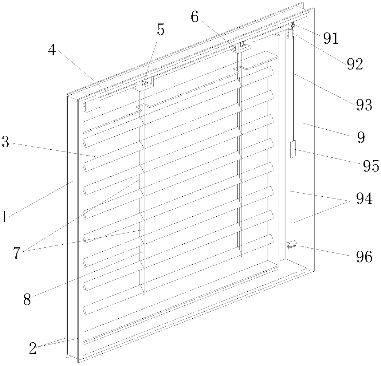 Hollow glass with built-in louver blades