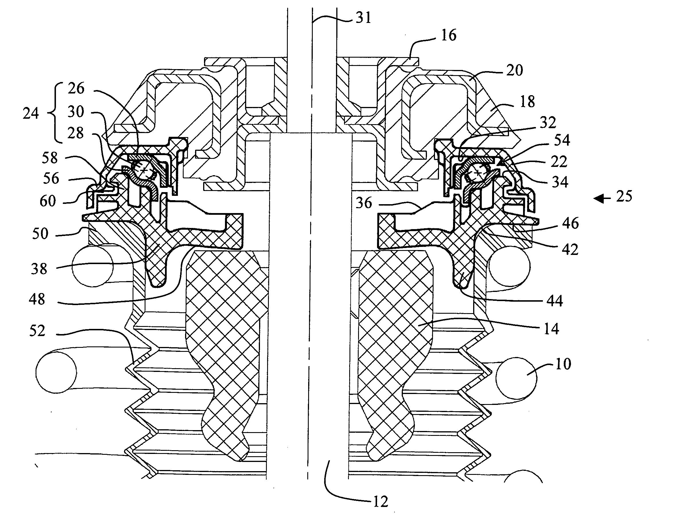 Vehicle suspension stop device with reinforced sealing