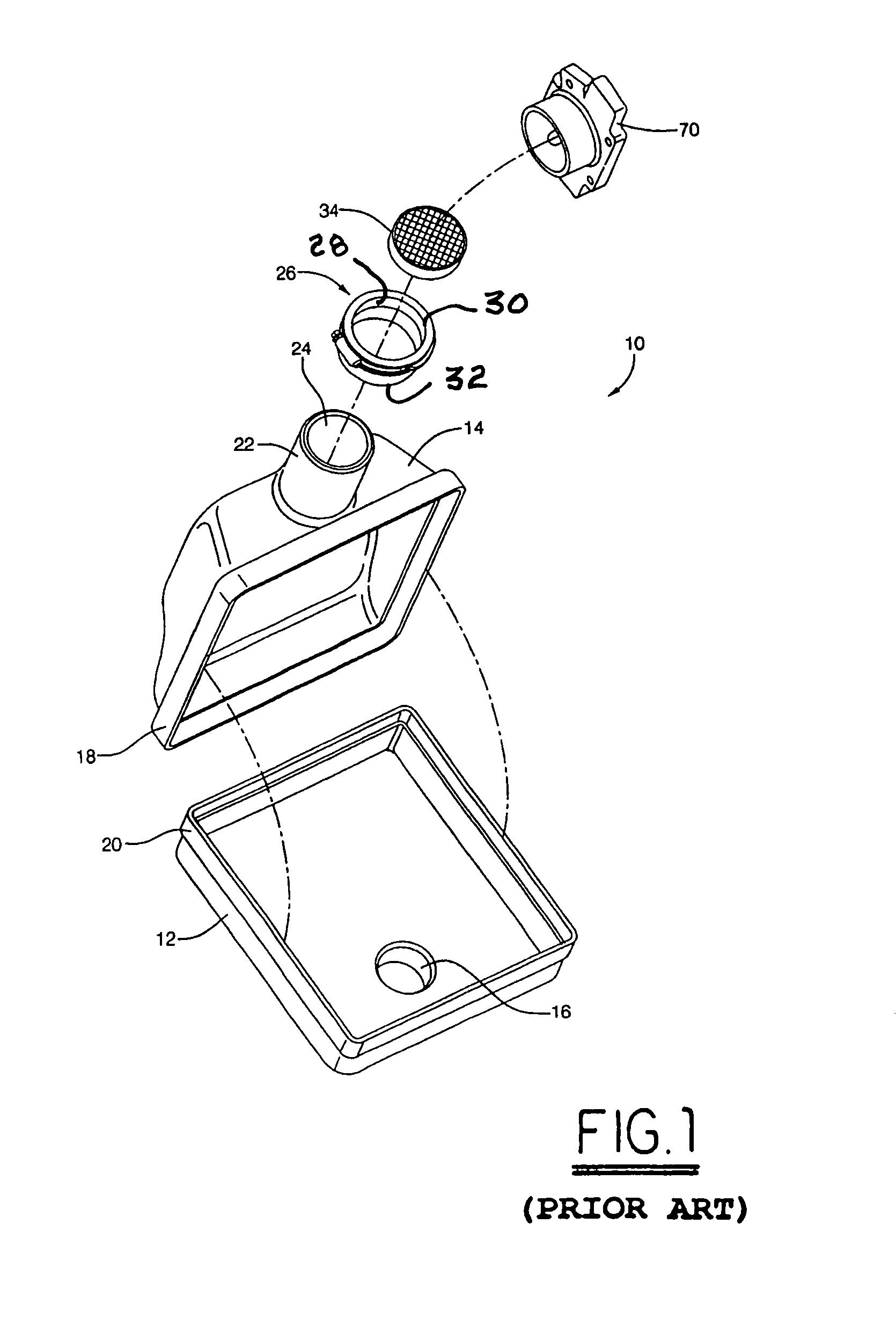 Low-resistance hydrocarbon adsorber cartridge for an air intake of an internal combustion engine
