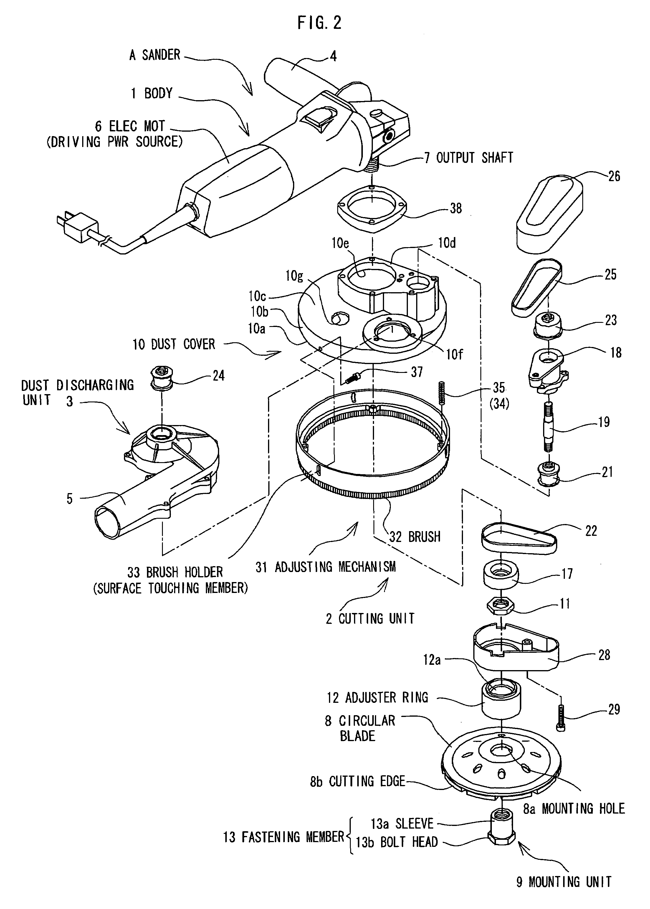 Cutting apparatus with dust discharging