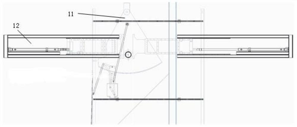 A combined opening device for a large tonnage skip gate and a shroud