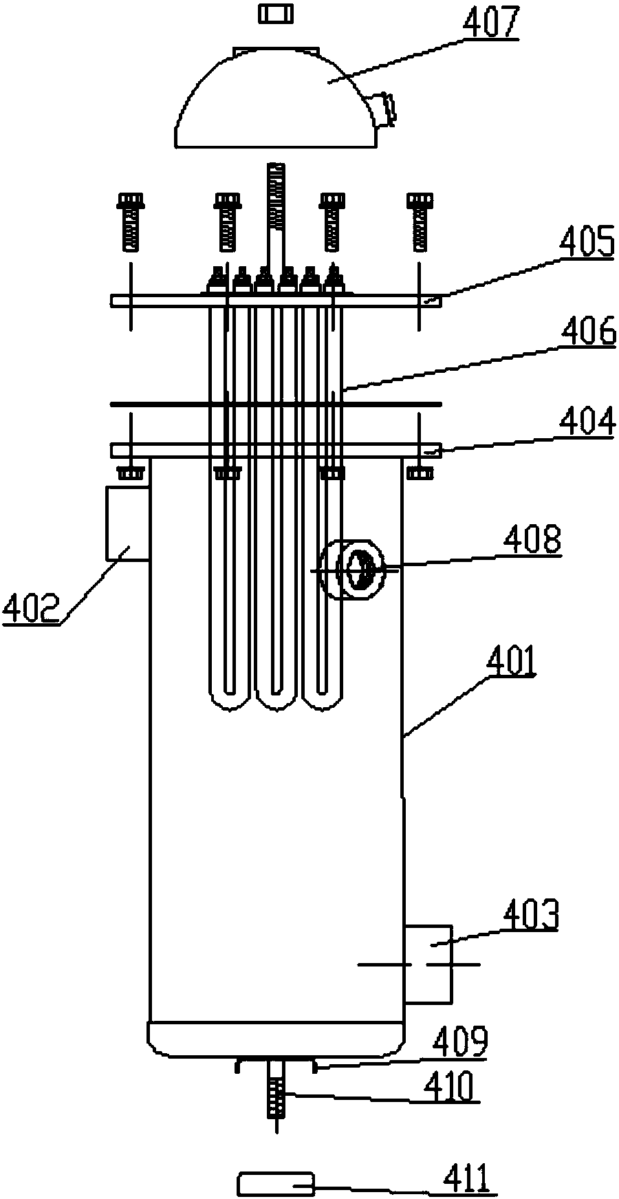 Four-way type industrial thermostat provided with tubular heater