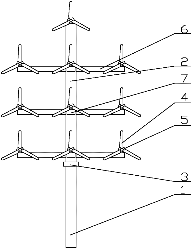 Multi-rotor wind power generation system with cantilever beam