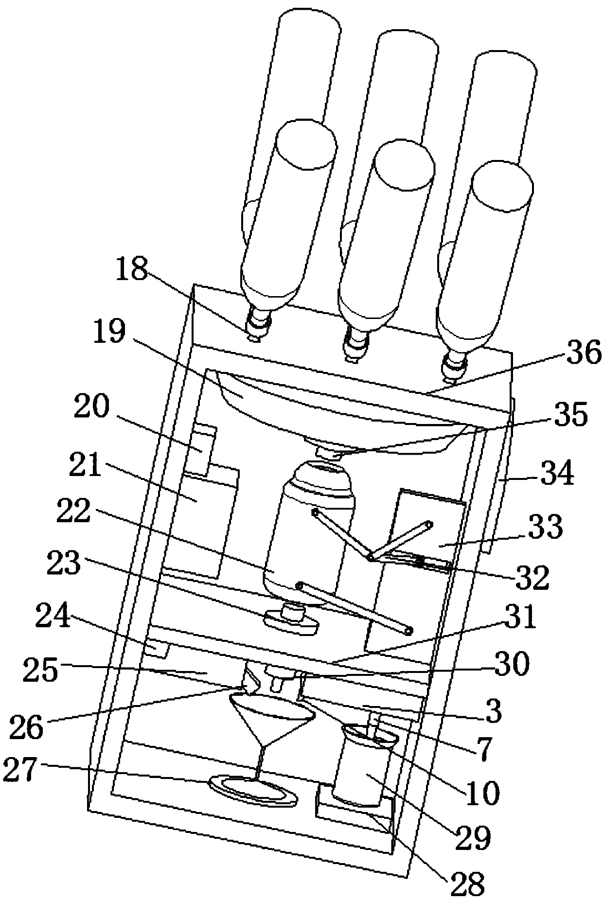 Fruit juice filling mechanism of cocktail mixing machine