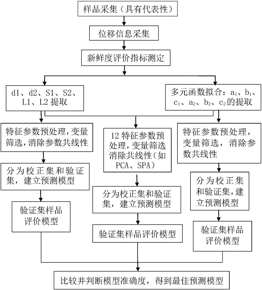 Rapid nondestructive testing method for freshness based on air-flow pulse and laser ranging