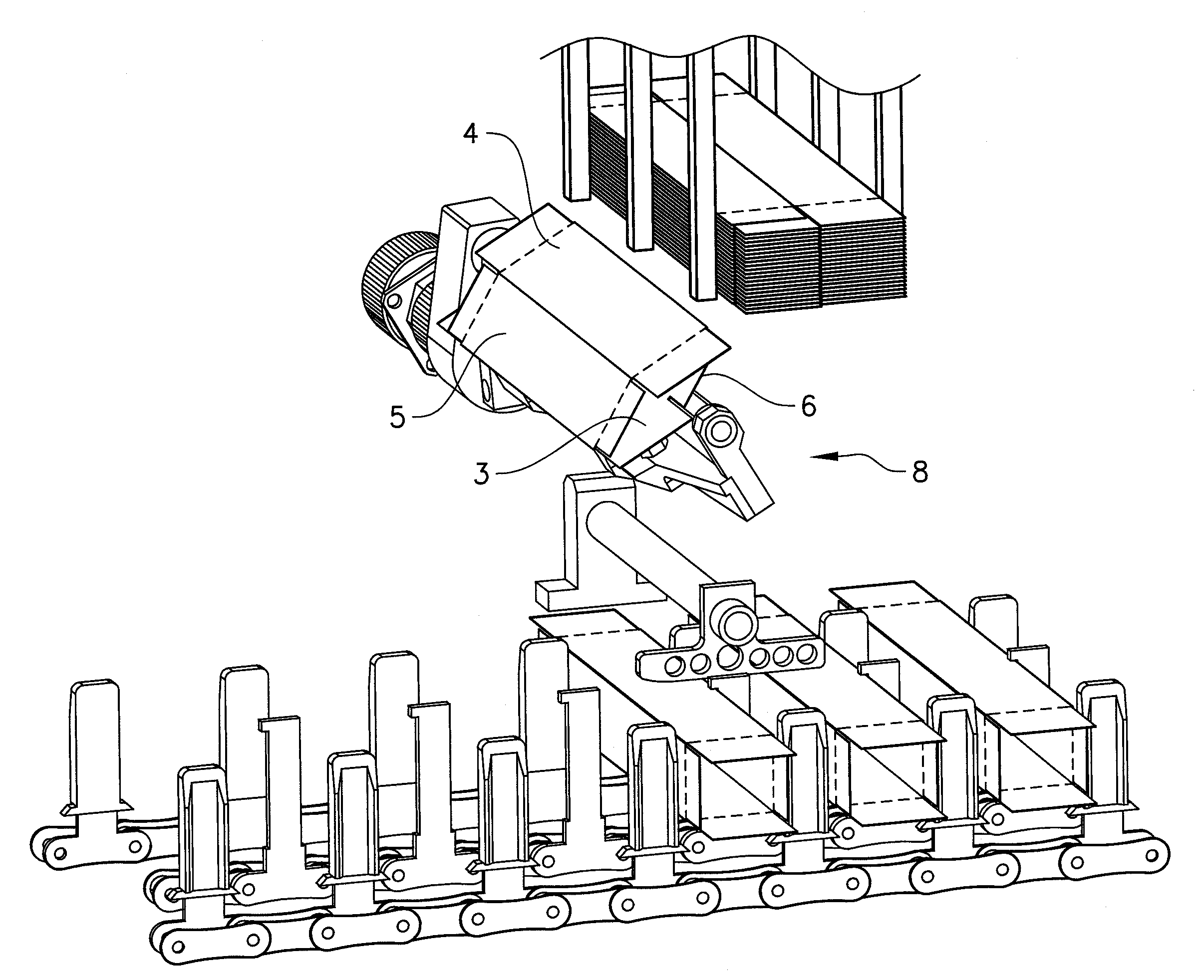 Carton feeder system and method for simultaneously feeding a plurality of cartons to a conveyor track using a  plurality of pick-up heads
