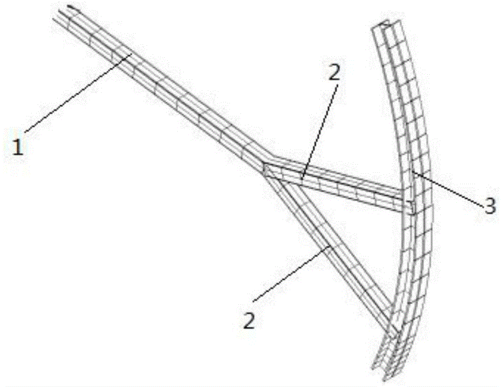 Two-forked tree-shaped arc door supporting arm