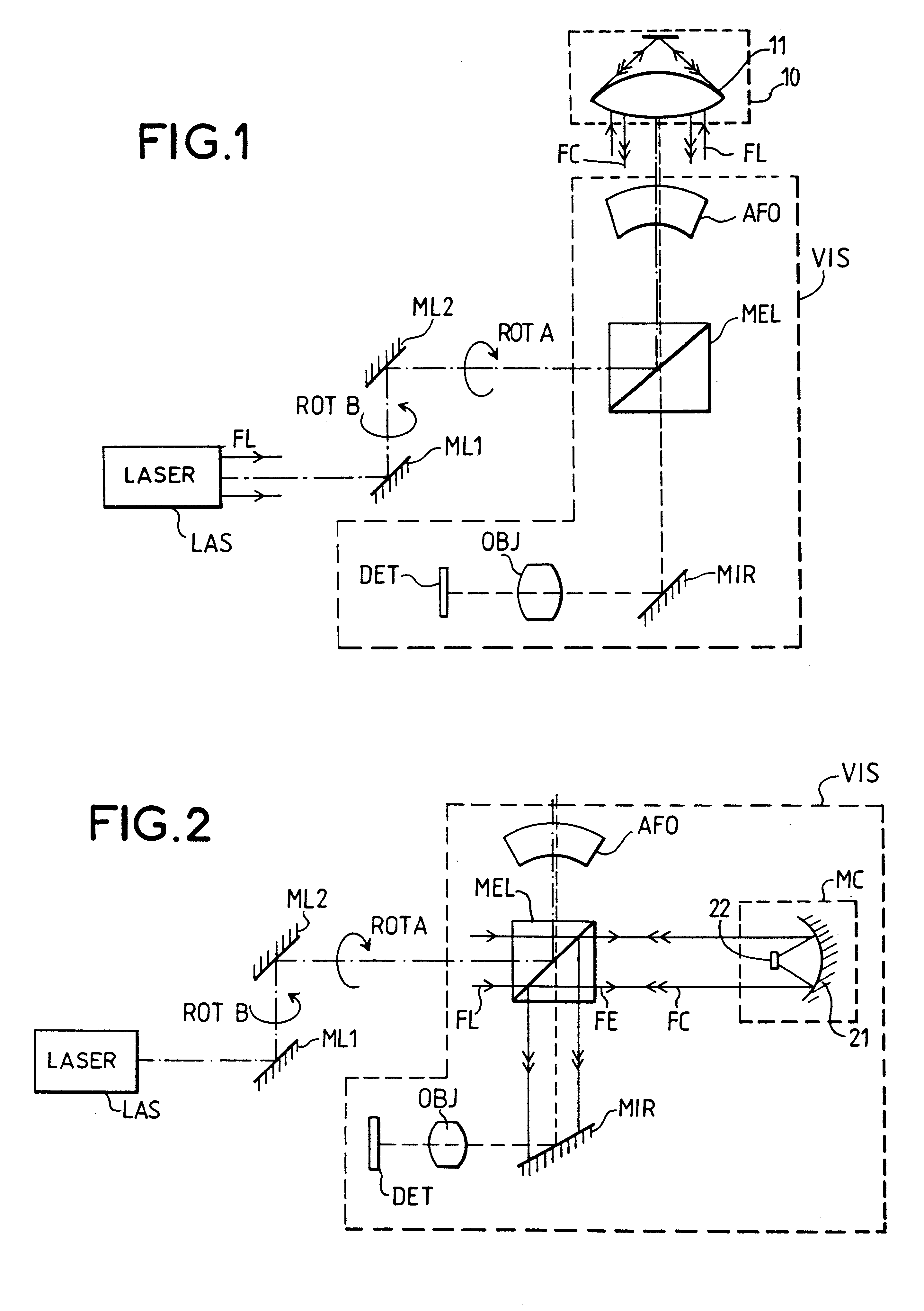 Device for harmonizing a laser emission path with a passive observation path
