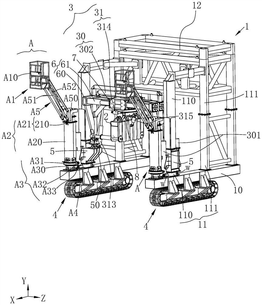 Middle partition wall mounting equipment with top bracket mounting mechanism