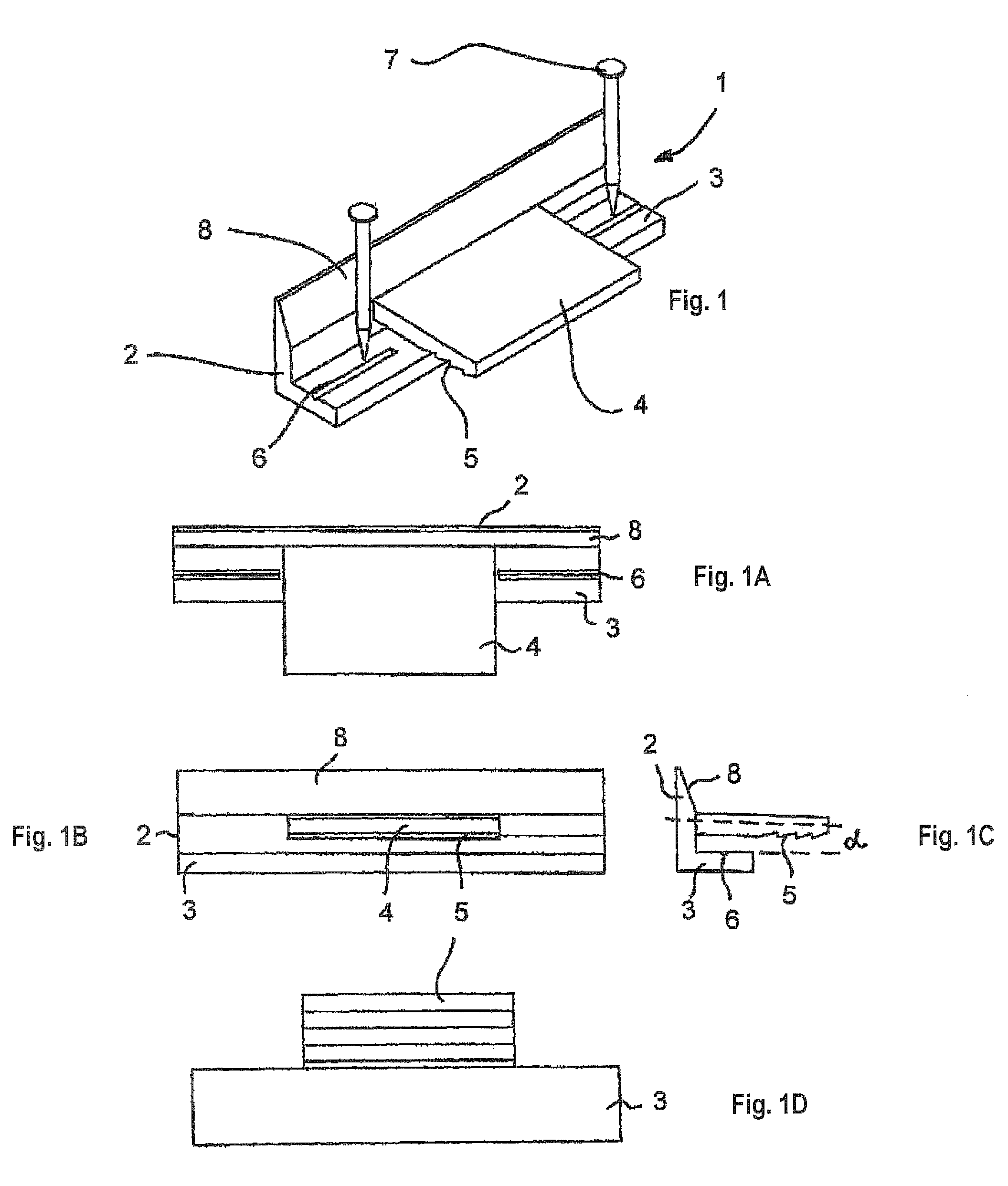Fastening device with improved fastening portion for securement of a glass pane or a plate in a frame