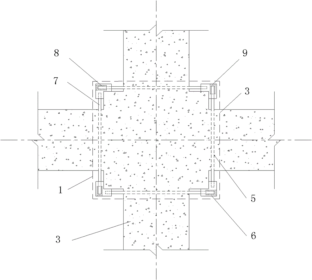 PC steel rod reinforcement device in the core area of ​​multi-high-rise frame space nodes