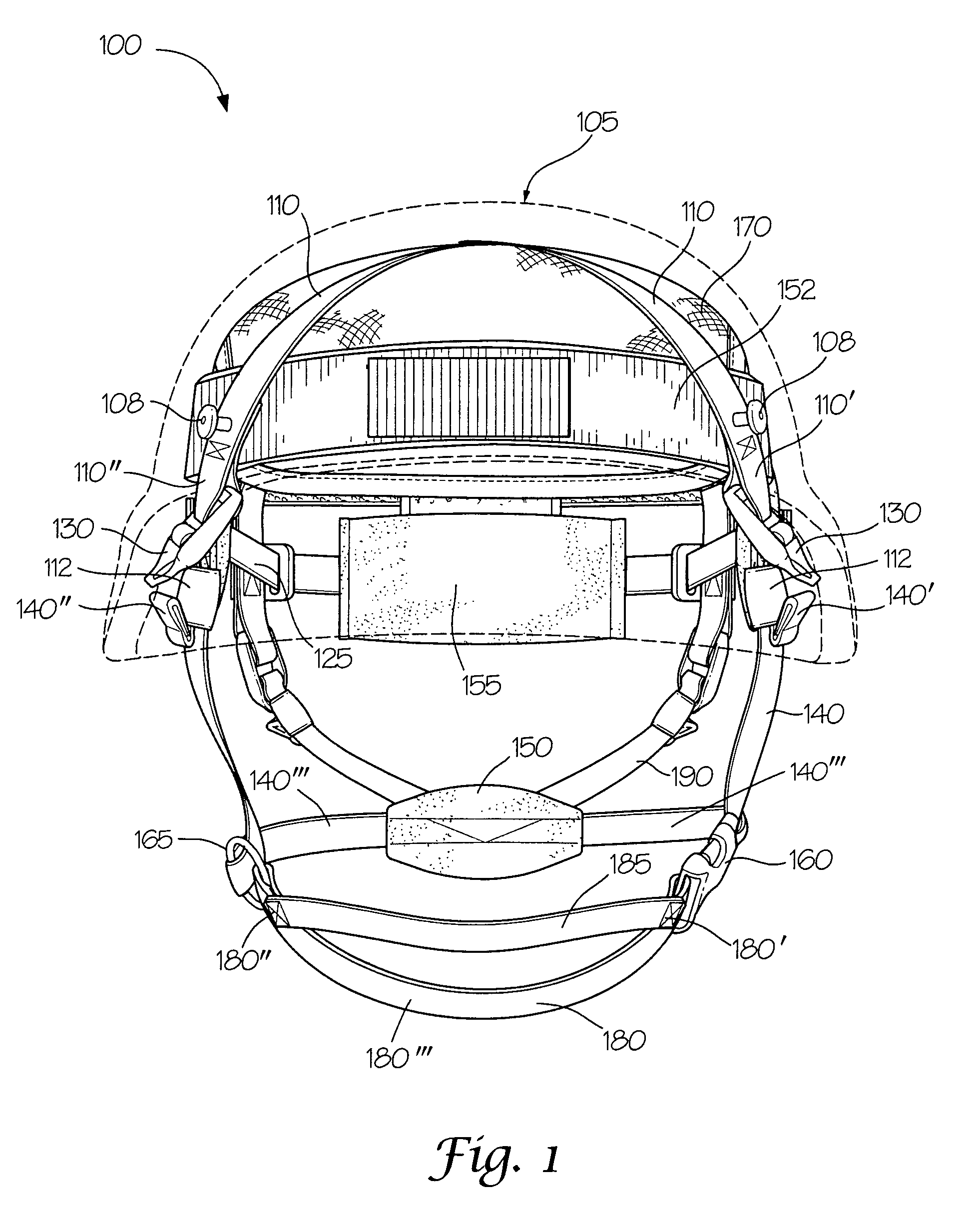 Suspension system and chin strap assembly for a helmet