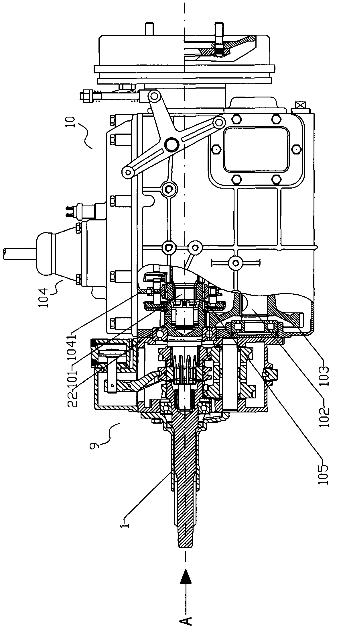 Multi-gear combined type transmission with prepositioned auxiliary box